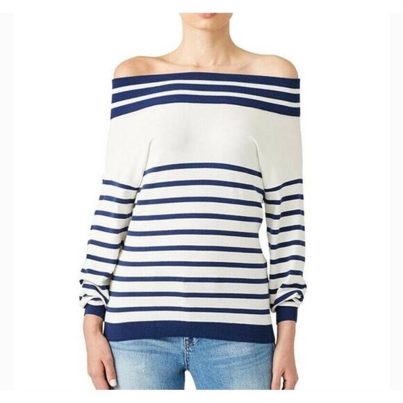 Fuzzi Striped Off Shoulder Sweater Size Small - Picture 1 of 9